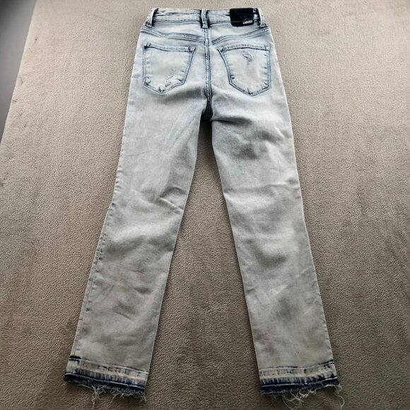 Risen  Womens Jeans Size 24 Measured Distressed Light Wash Jeans Frayed Hem - Picture 15 of 15